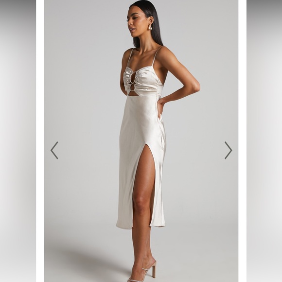 NWT Showpo - SATIN SLIP DRESS IN CHAMPAGNE - Picture 10 of 10